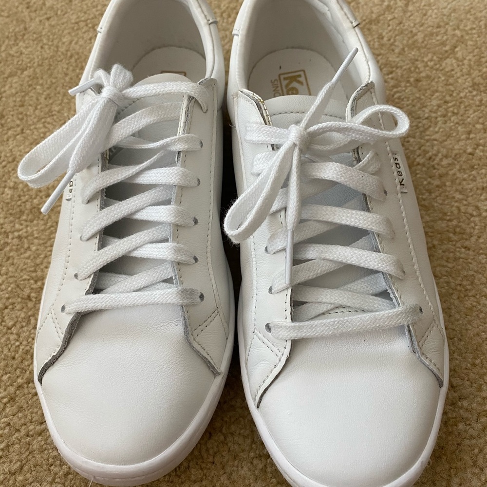 Keds- white leather shoes, size 7